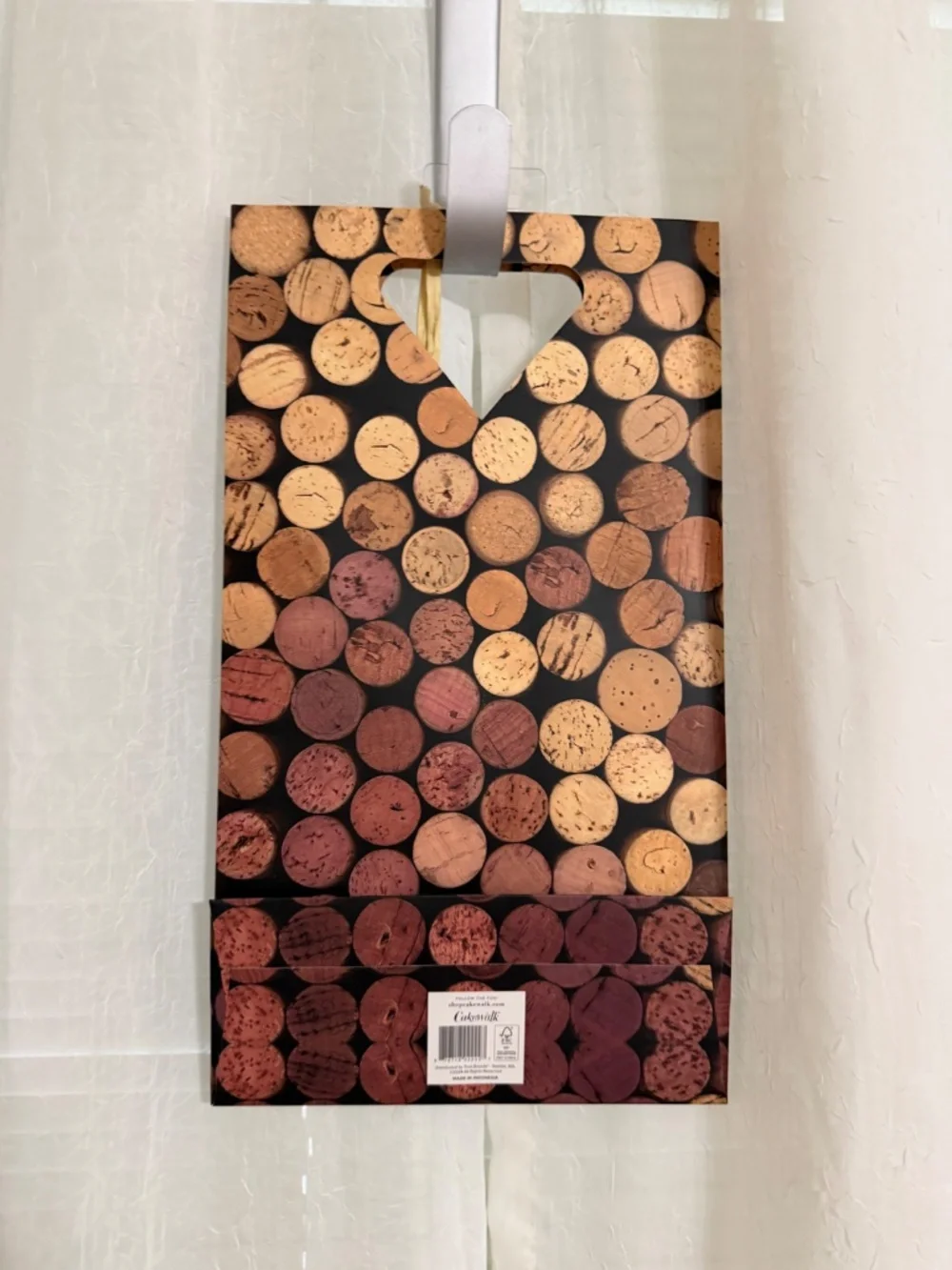 Black Tan Ivory Cork Bottle Print Wine Gift Bag for 2 bottles